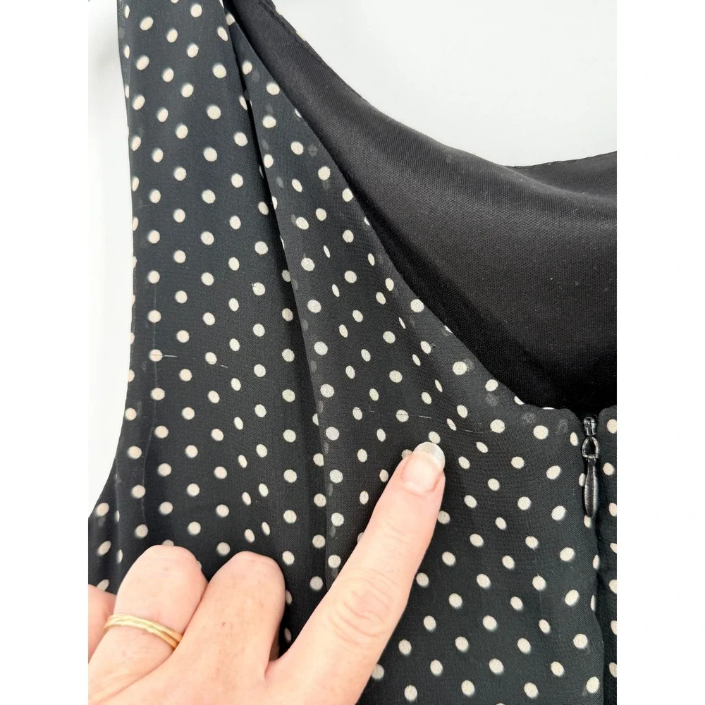 Betsey Johnson Fit and Flare Dress 2 Black EUC Polka Dot Retro Rockabilly Pinup